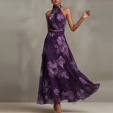 Elara | Floral Halter-Neck Maxi Dress for Women