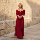 Harper | Elegant Red Midi Dress for Women