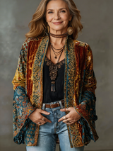 Amara | Bohemian Print Open-Front Kimono Jacket for Women