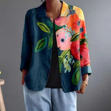 Persephone | Floral Print Button-Front Long-Sleeve Blouse
