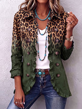 Rowena | Leopard Ombre Ruffle Blazer Jacket for Women