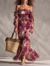 Rosa | Off-Shoulder Chiffon Maxi Dress for Women