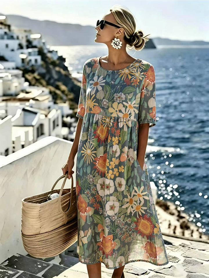 Evie | Elegant Floral Summer Midi Dress for Women