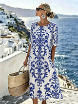 Lucia | Mediterranean Elegance Midi Dress for Women