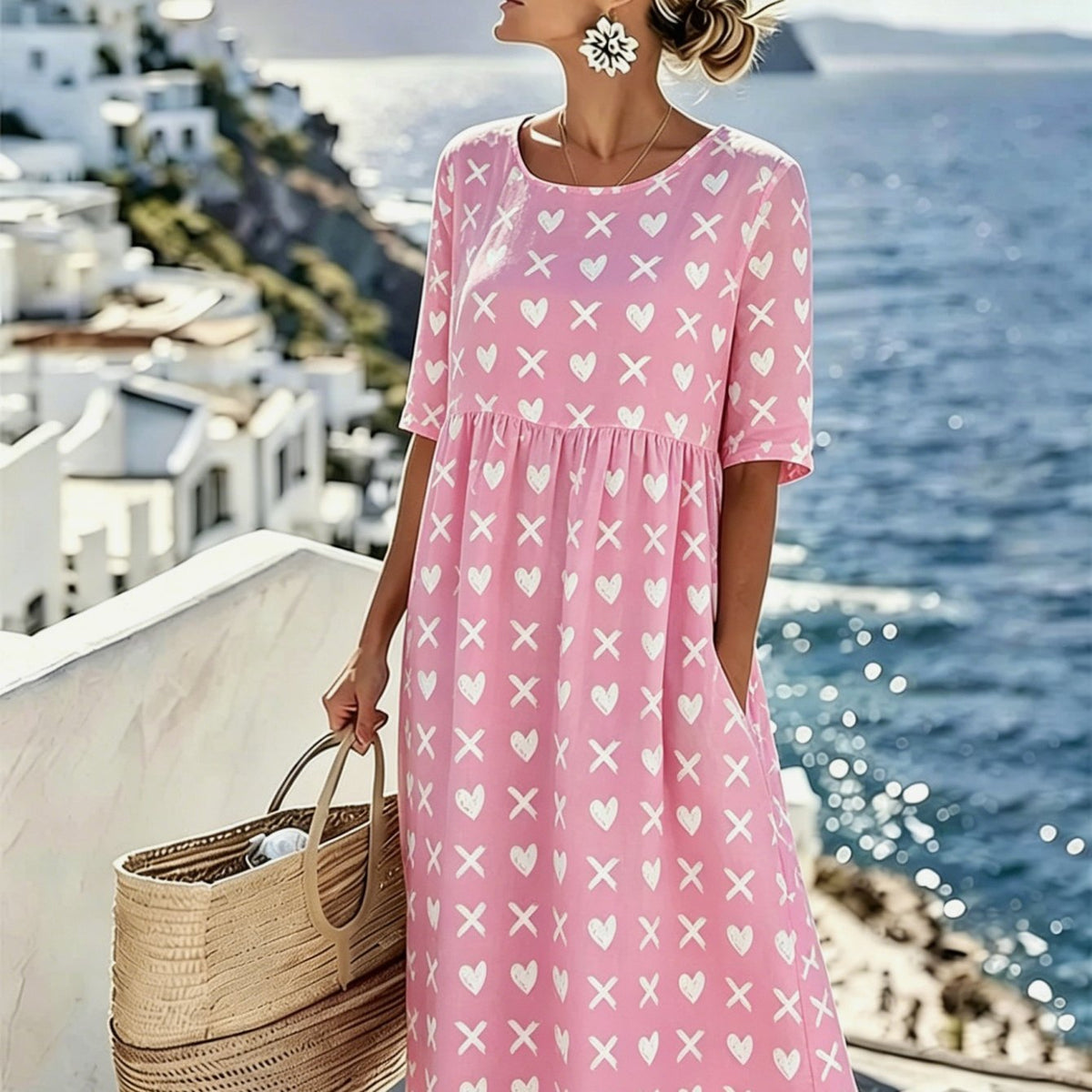 Lottie | Sweetheart Floral Summer Midi Dress for Women