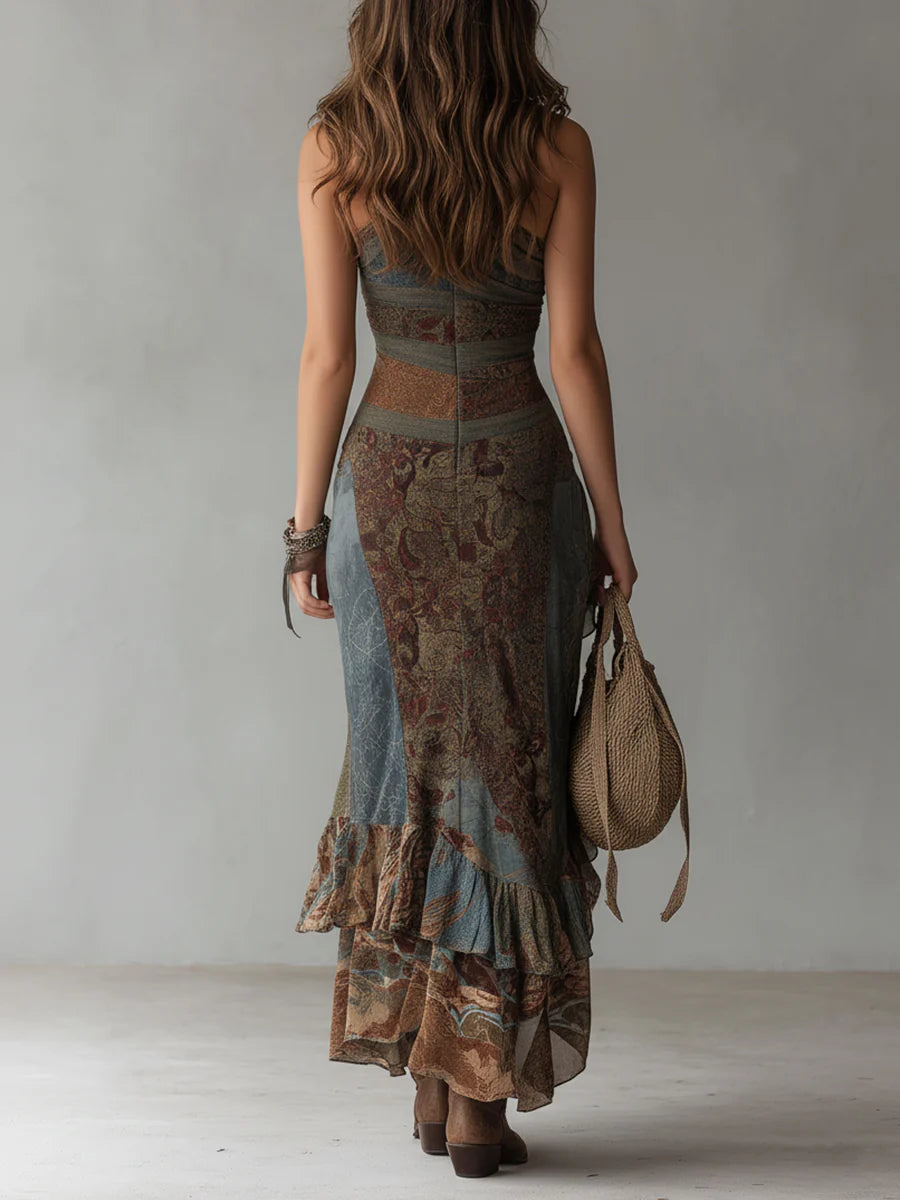 Zara | Printed One-Shoulder Maxi Dress for Women
