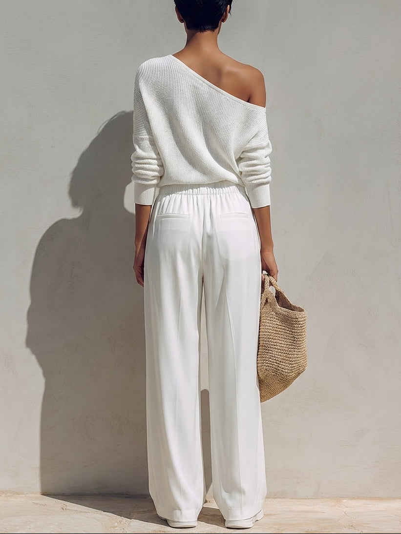 Adele | One-Shoulder Top and Wide-Leg Pants Two-Piece Set for Women