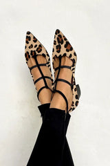 Animal Print Ballet Flats with Straps for Women | Casual