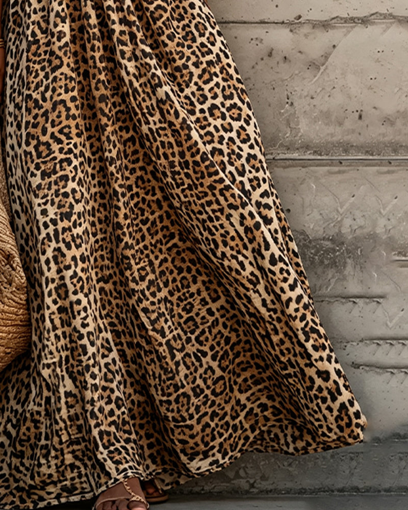 Marissa | Leopard Print V-Neck Maxi Dress for Women