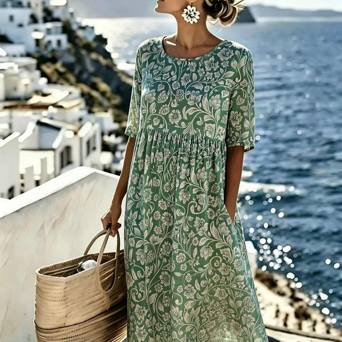 Amelia | Elegant Floral Summer Midi Dress for Women