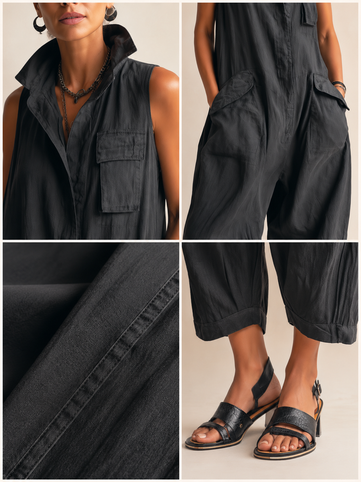 Grace | Relaxed Cotton Utility Jumpsuit for Women