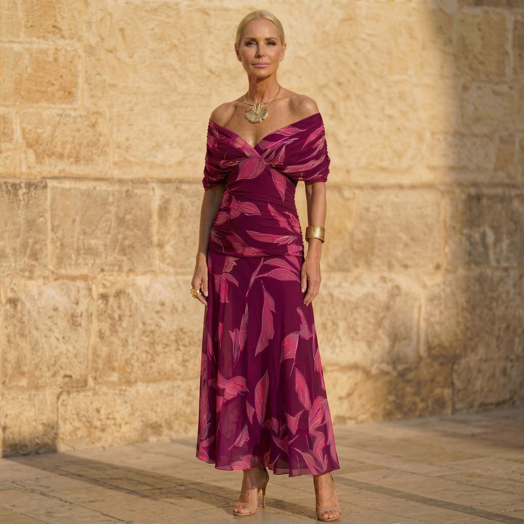Celeste | Elegant Leaf Print Dress for Women