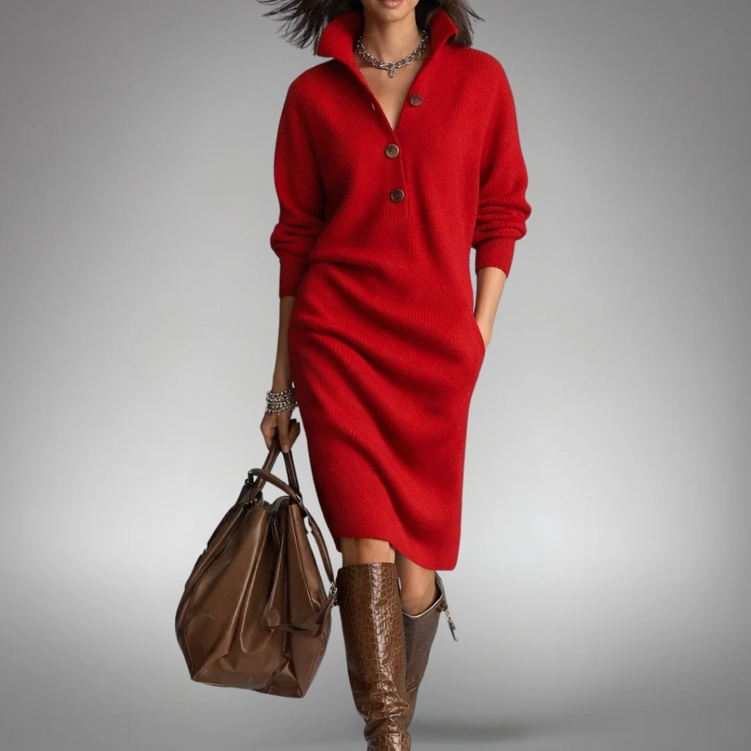 Bethany | Button-Collar Midi Dress