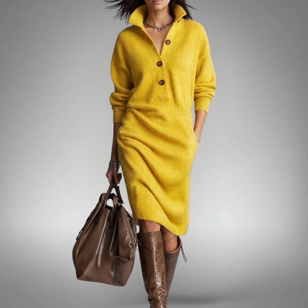 Bethany | Button-Collar Midi Dress