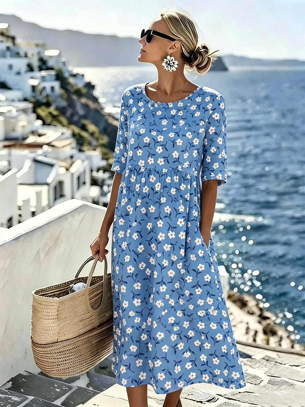 Lily | Elegant Floral Summer Midi Dress for Women