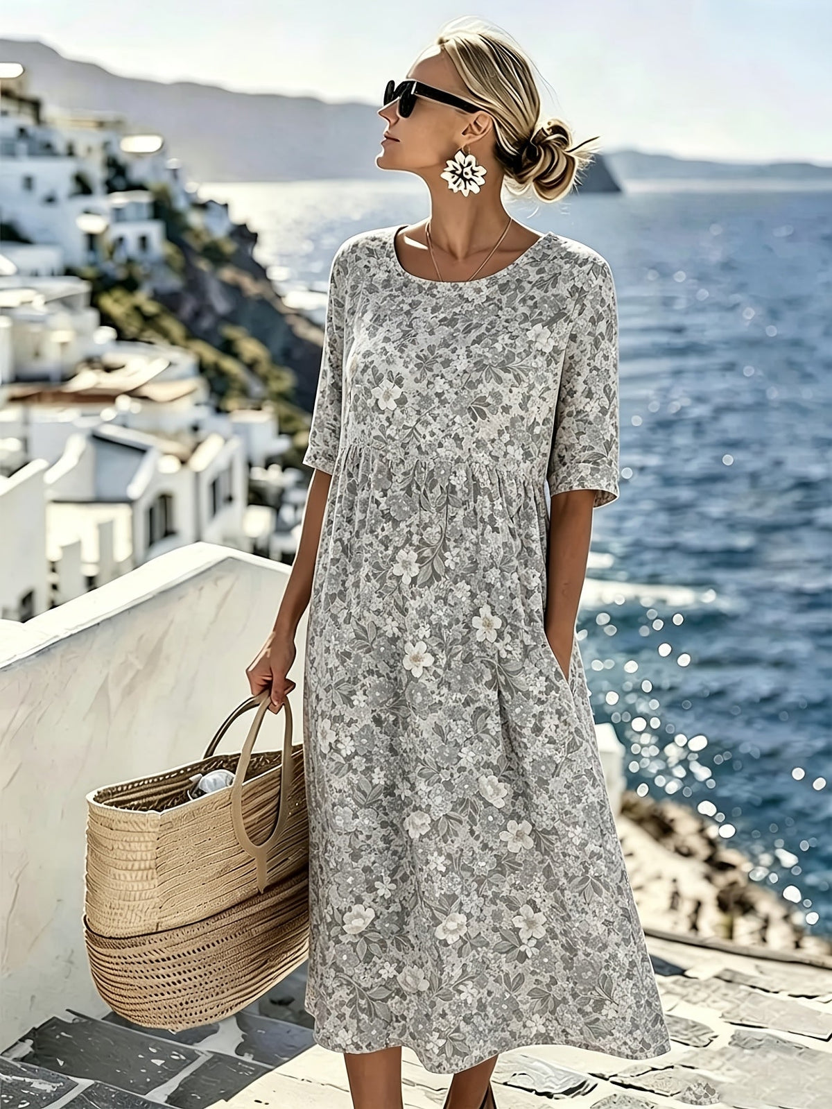 Lily | Elegant Floral Summer Midi Dress for Women