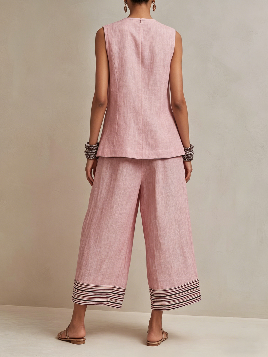 Elodie | Linen-Blend Vest &amp; Culotte Set for Women
