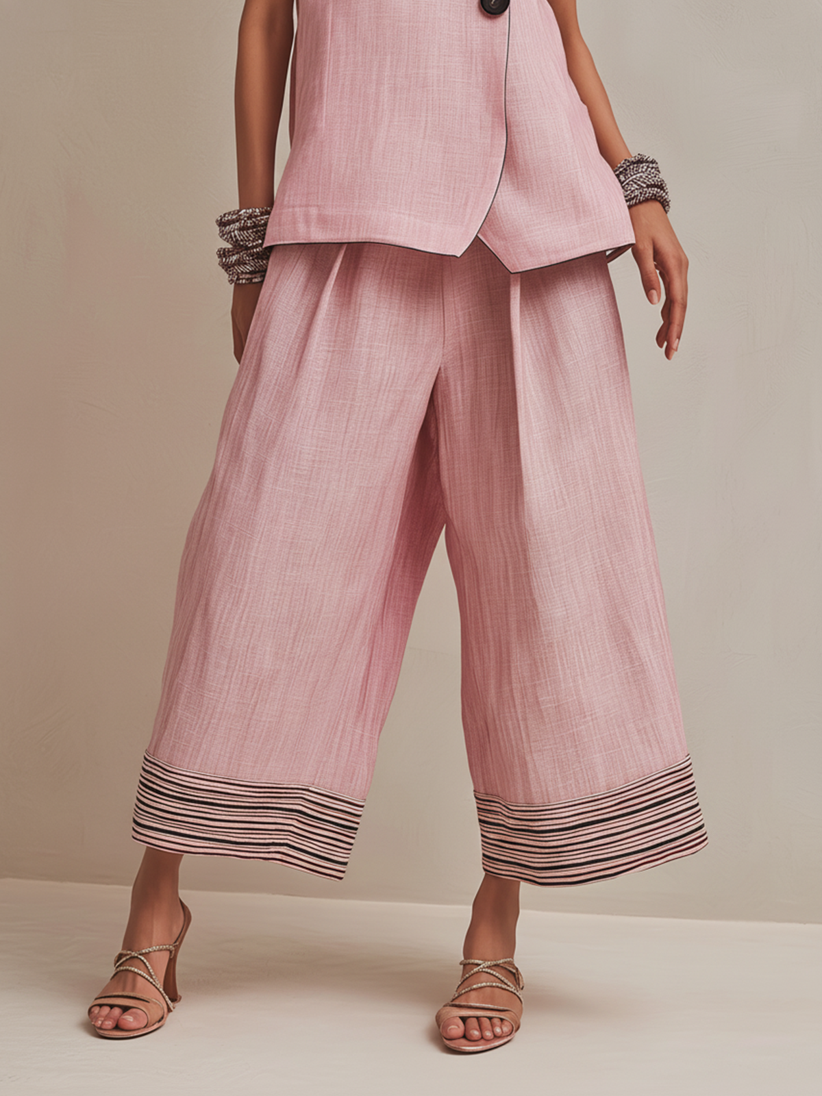 Elodie | Linen-Blend Vest & Culotte Set for Women