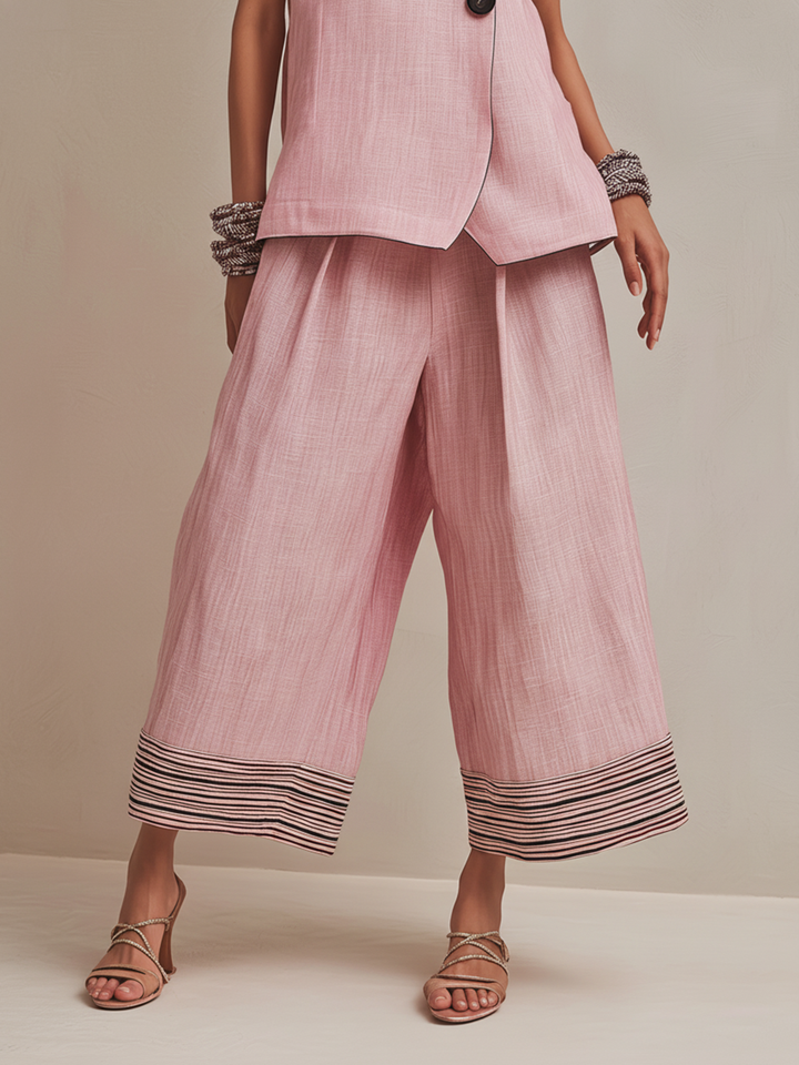 Elodie | Linen-Blend Vest &amp; Culotte Set for Women