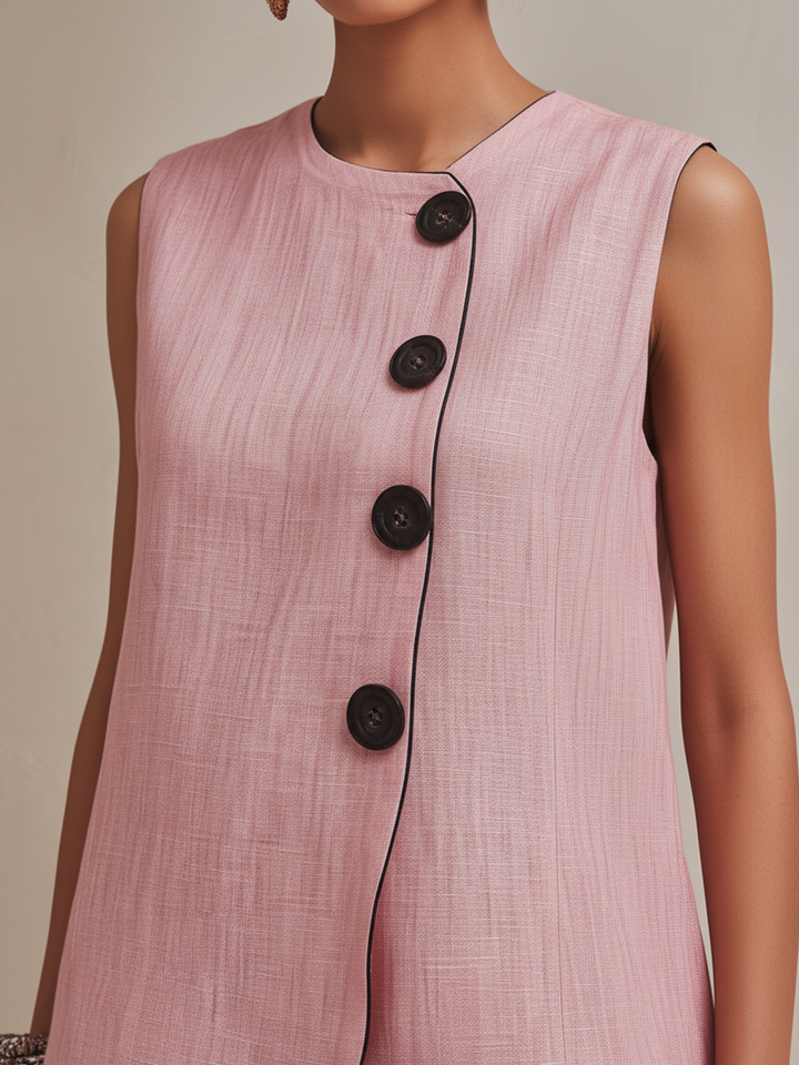 Elodie | Linen-Blend Vest &amp; Culotte Set for Women