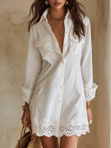 Marina | Eyelet Hem Resort Shirt Dress for Women