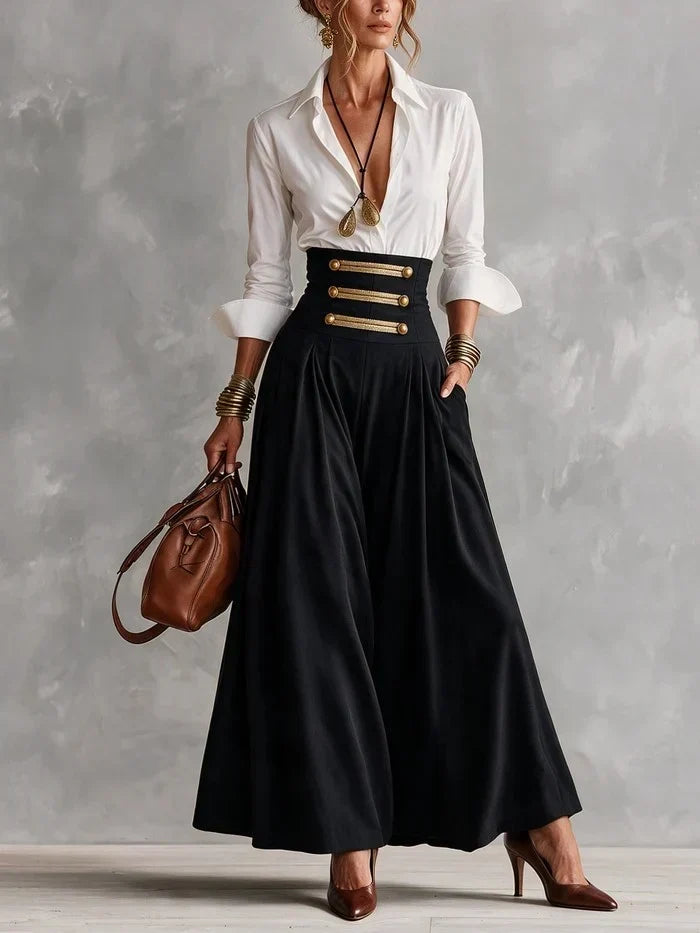 Cecile | Collared Shirt & Maxi Skirt Set
