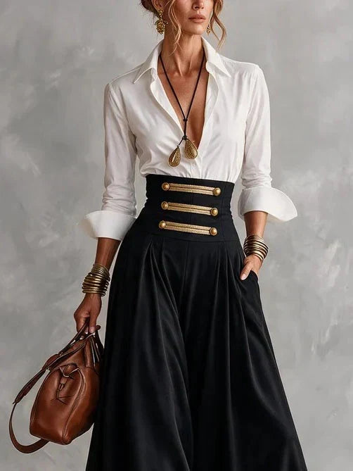 Cecile | Collared Shirt &amp; Maxi Skirt Set