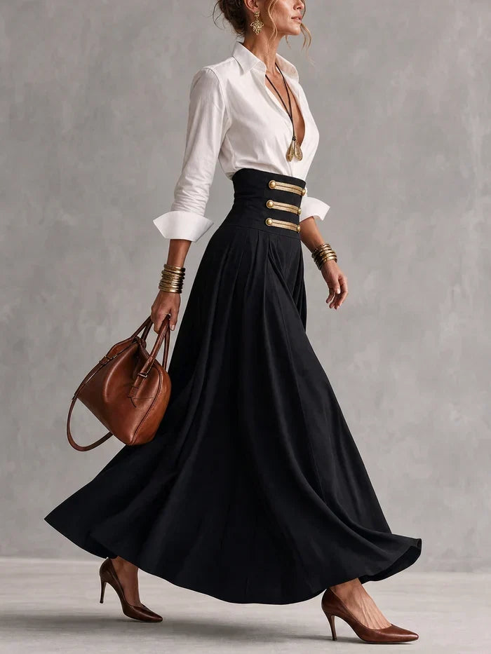 Cecile | Collared Shirt &amp; Maxi Skirt Set