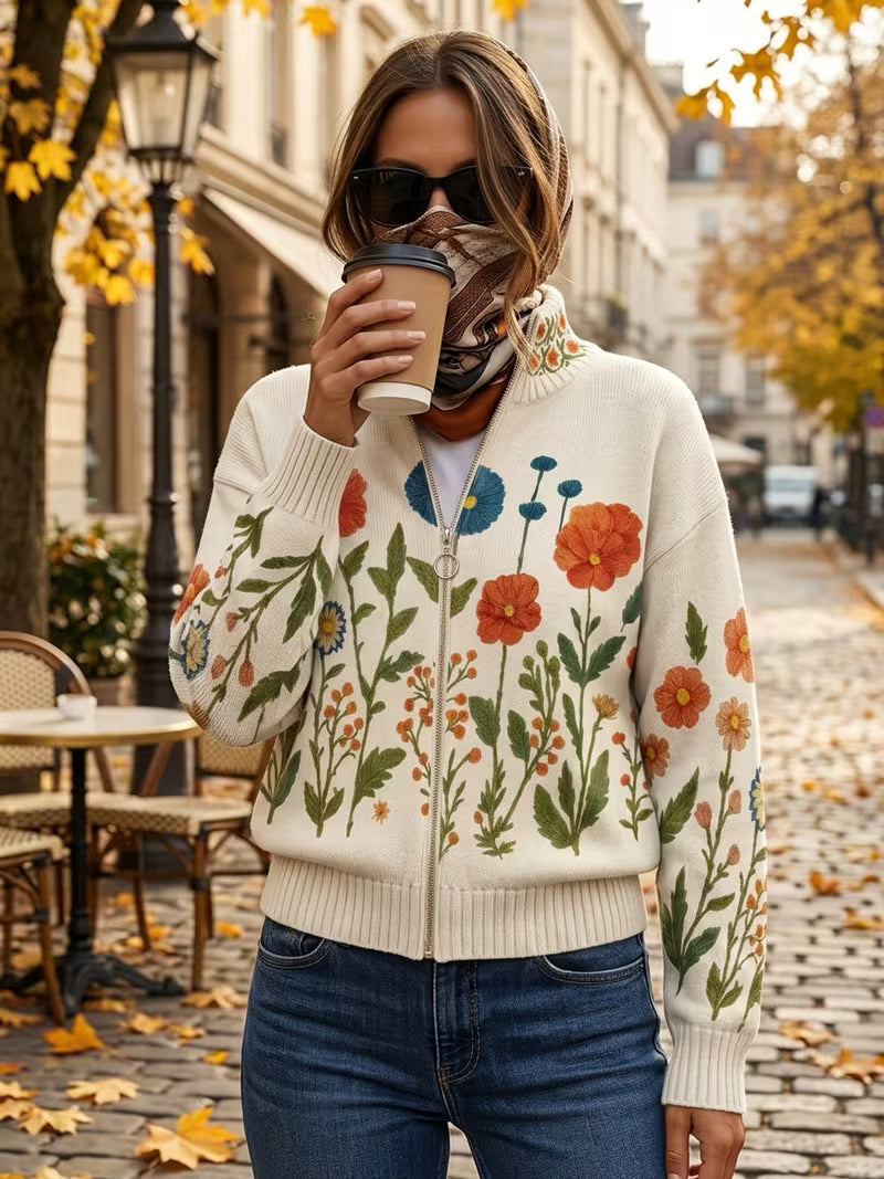 Wrenna | Wildflower Meadow Zip Cardigan for Women