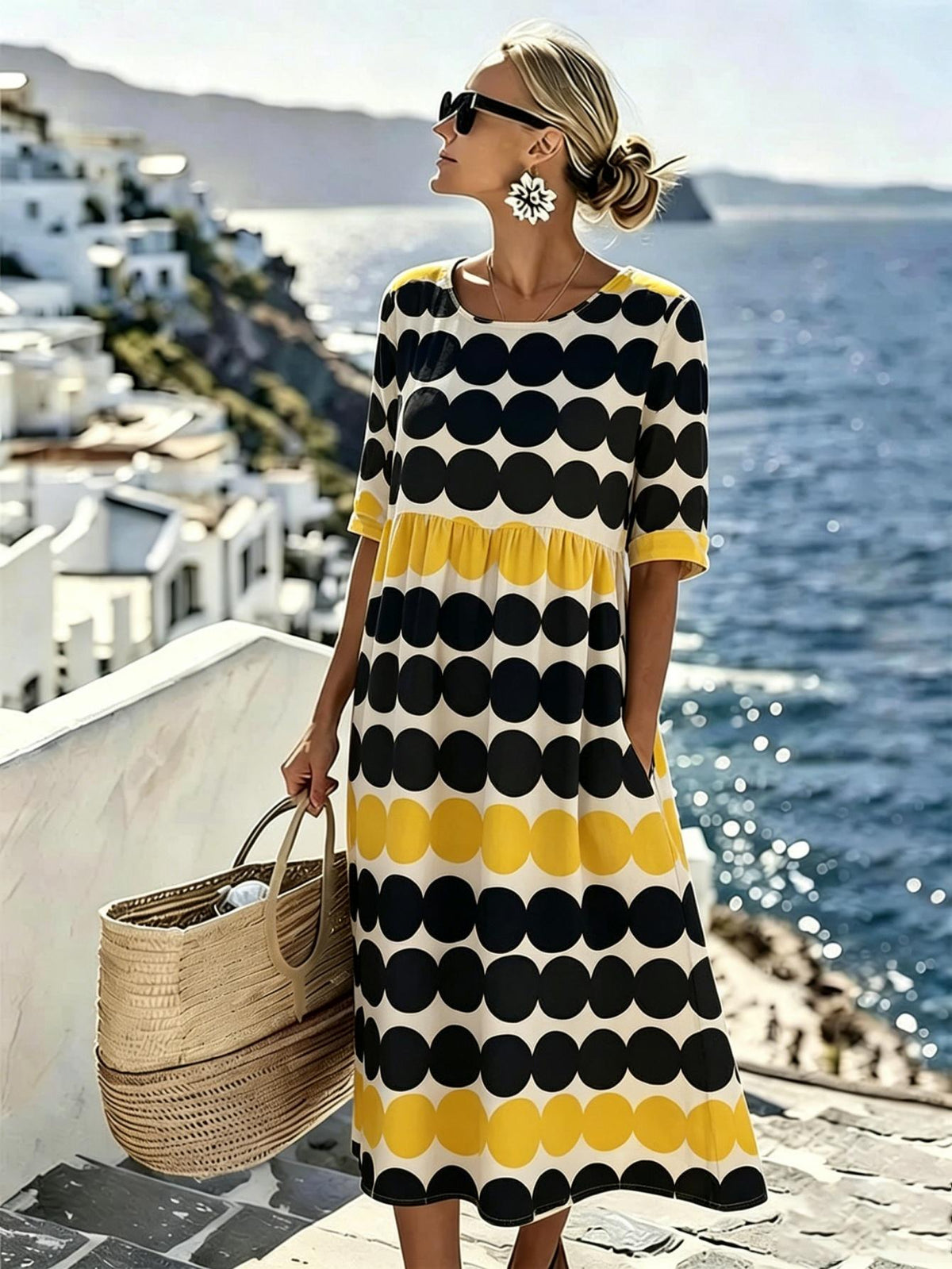 Harper | Retro Polka Dot Summer Midi Dress for Women