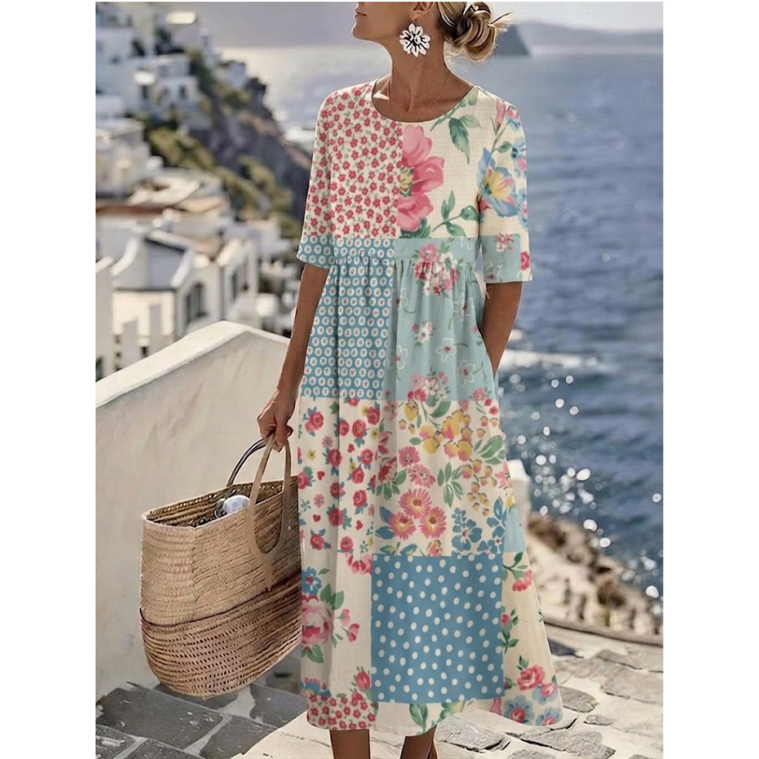 Aurelia | Elegant Floral Summer Midi Dress for Women