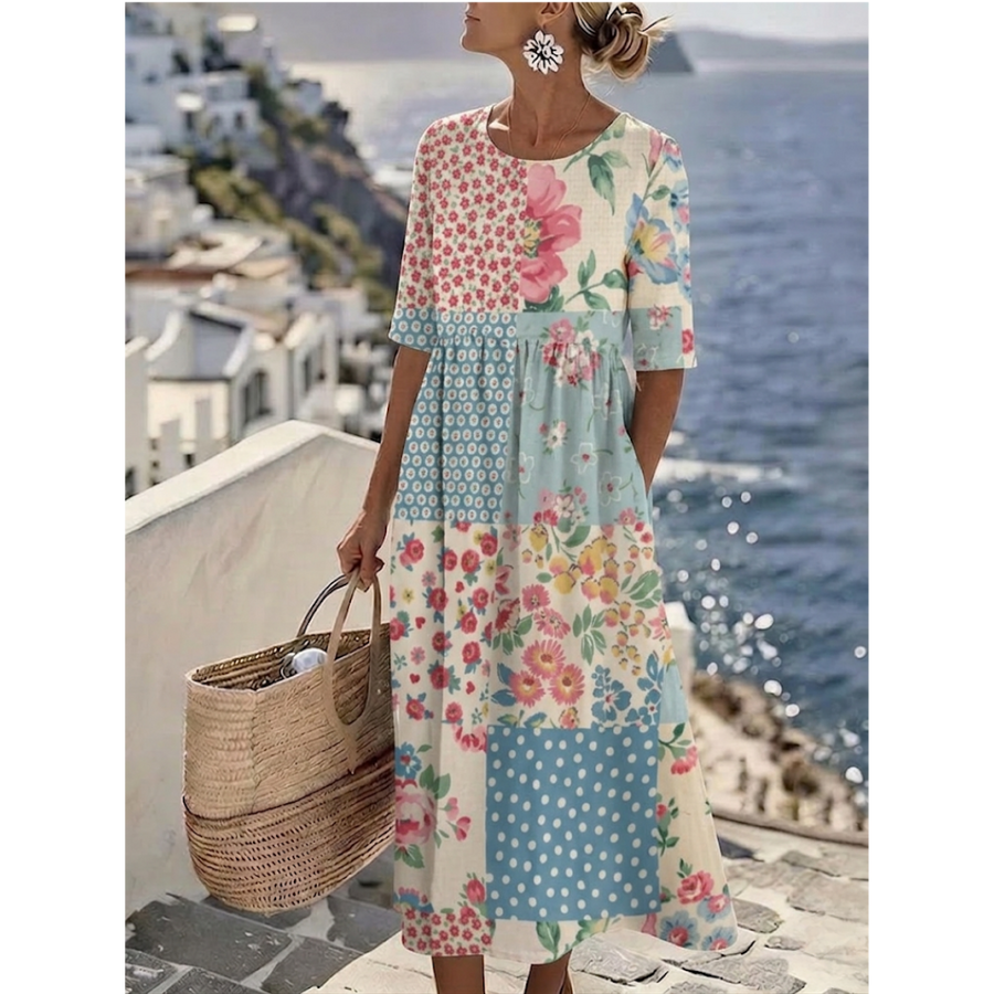 Aurelia | Elegant Floral Summer Midi Dress for Women
