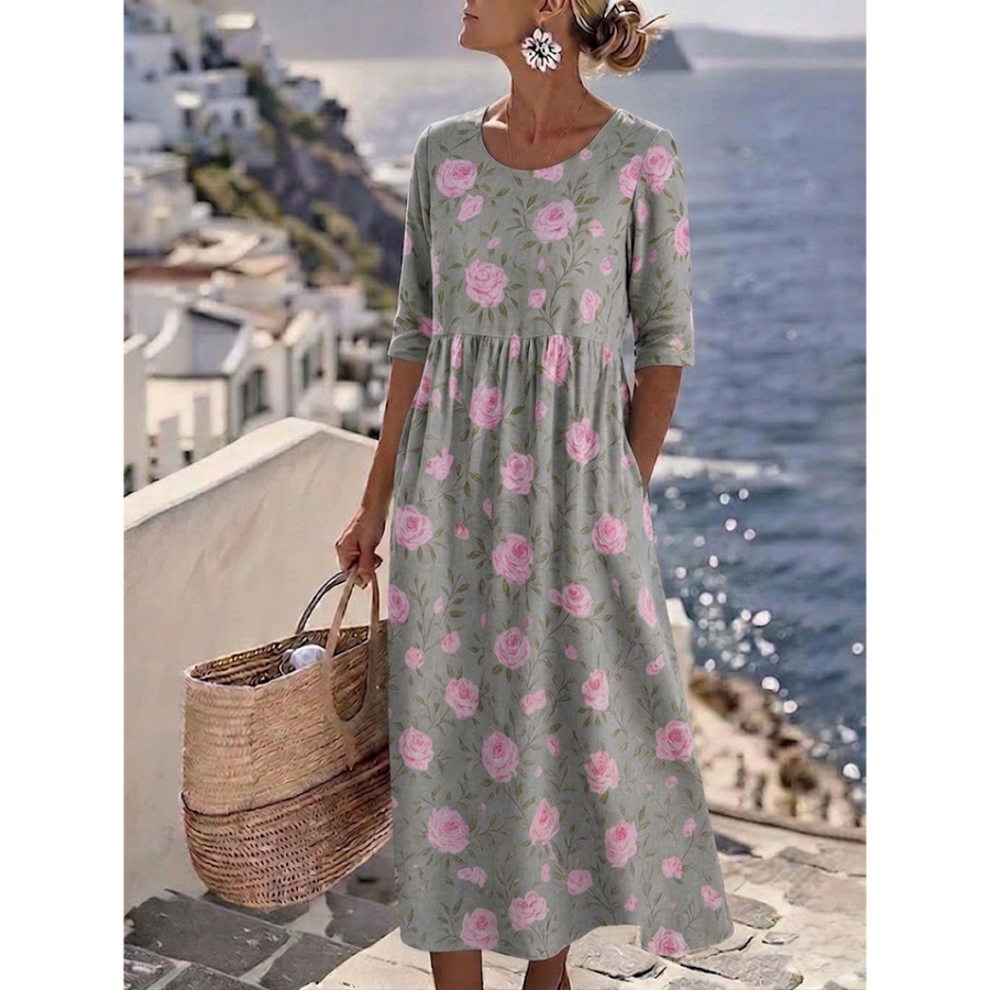 Sophia | Elegant Floral Summer Midi Dress for Women