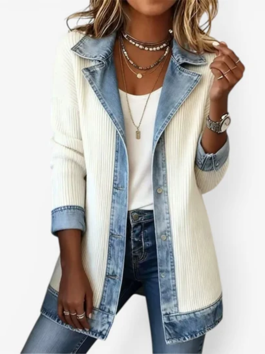 Wendy | Structured Contrast-Trim Button-Front Jacket