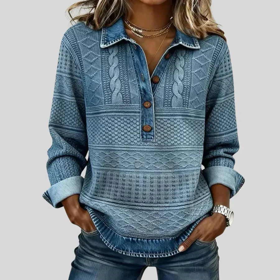 Azalea | Vintage Cable Knit Collared Jumper for Women