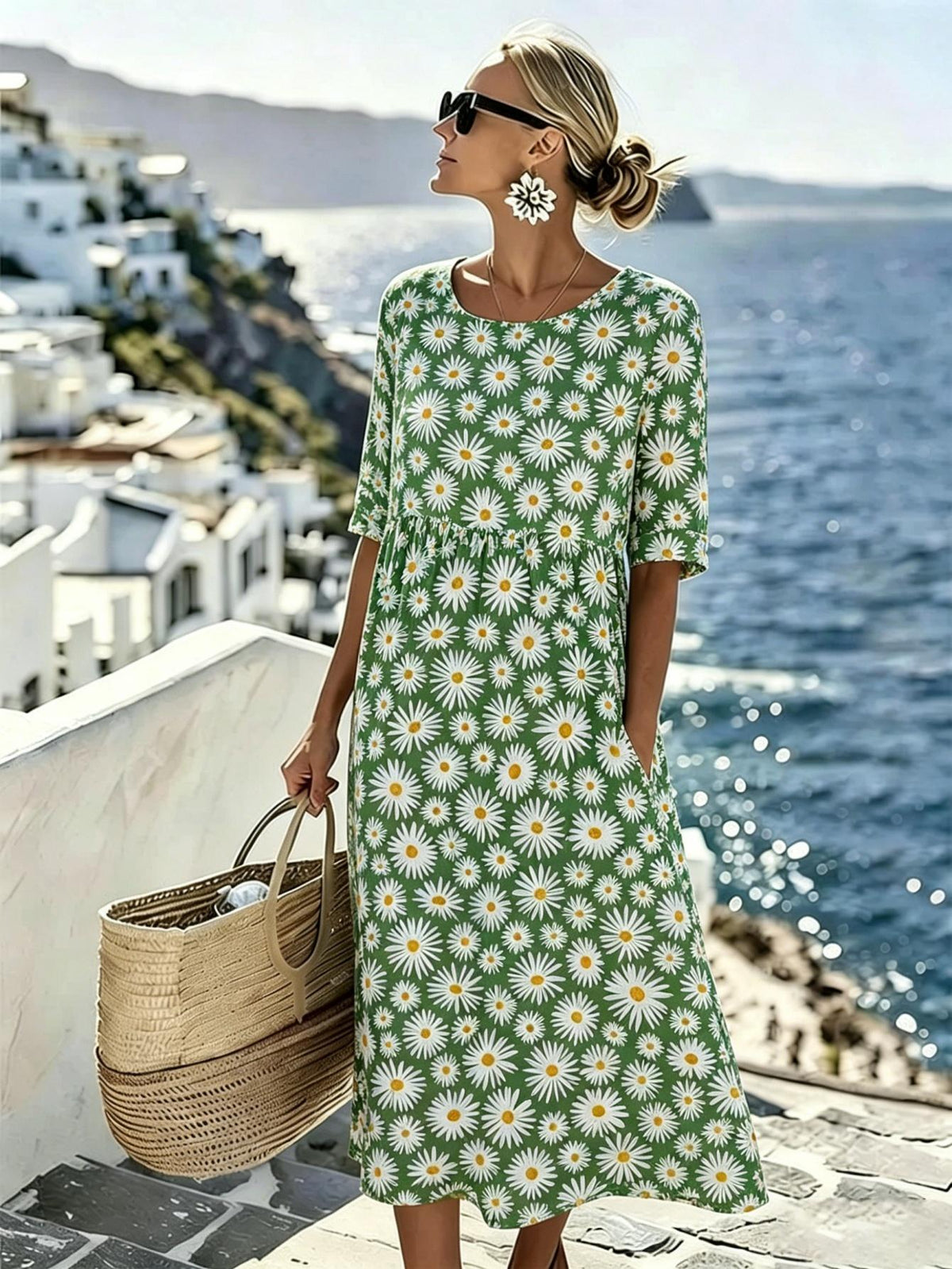 Daisy | Blooming Meadow Floral Midi Dress for Women