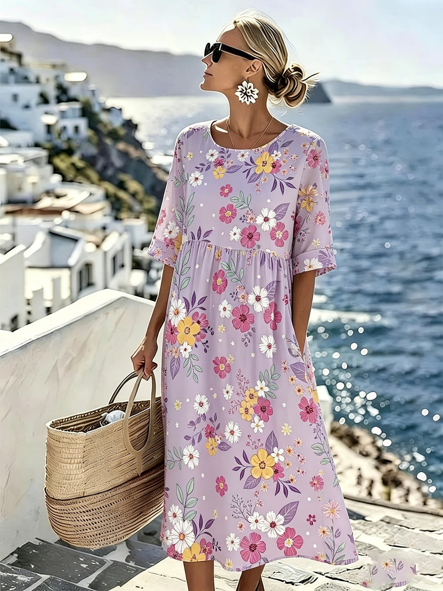 Amelia | Elegant Floral Summer Midi Dress for Women