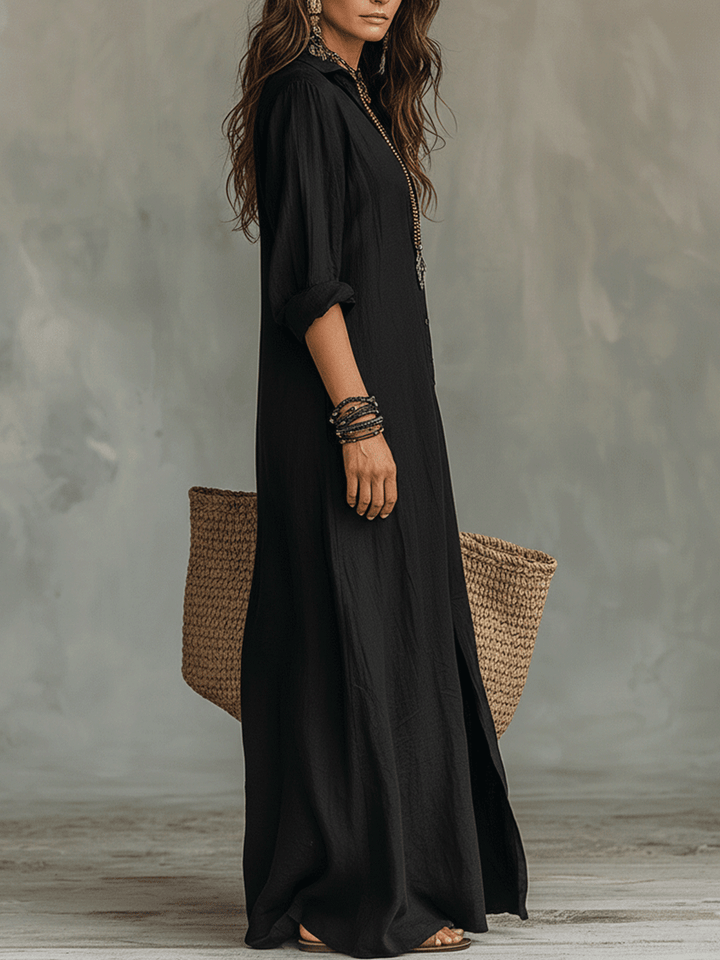 Naomi | Button-Front Bohemian Maxi Dress for Women