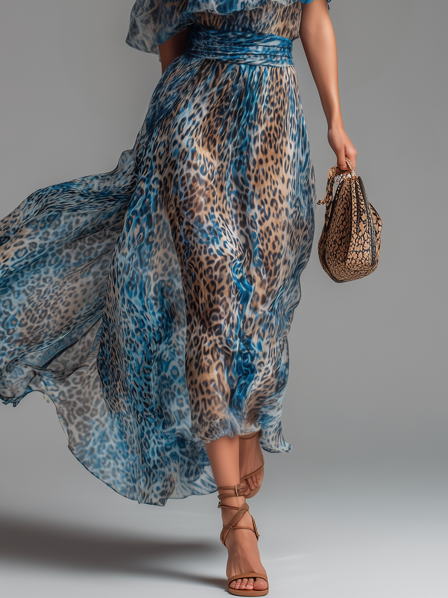 Wild | Leopard Print Chiffon Maxi Dress for Women | Bold Style