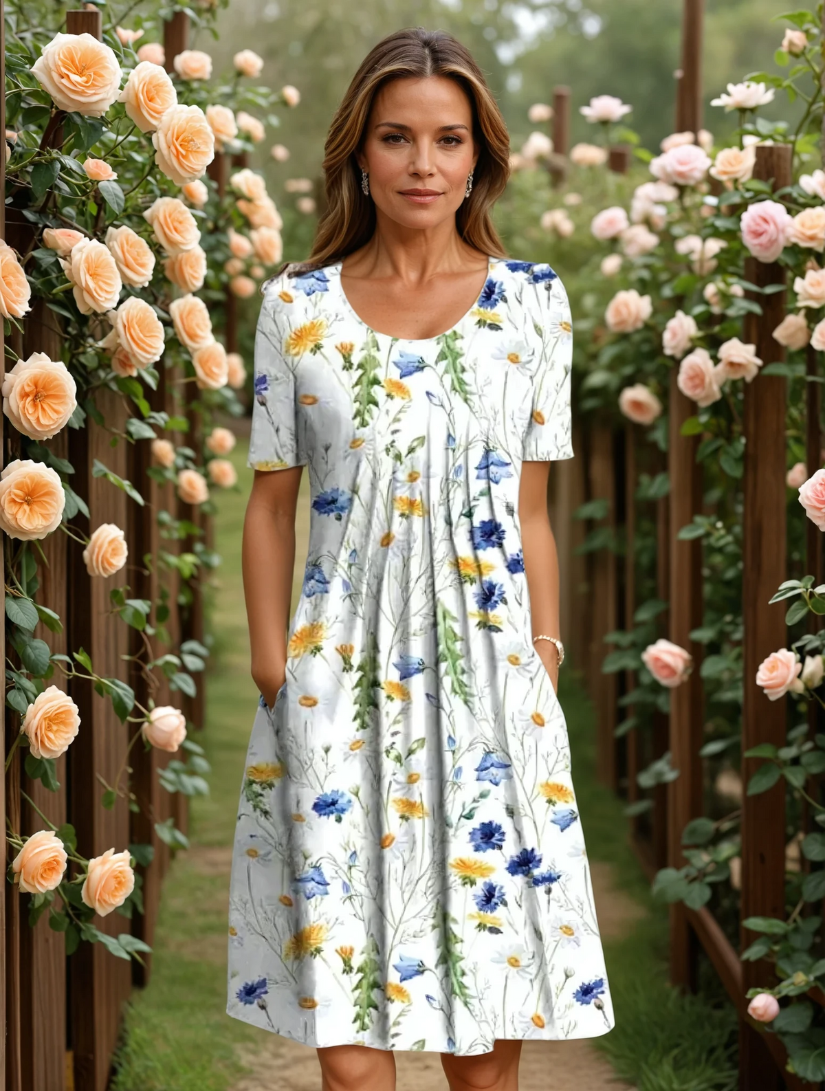 Marianne | Elegant Floral Midi Dress for Women