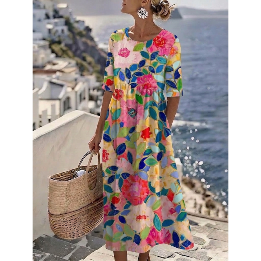 Aurelia | Elegant Floral Summer Midi Dress for Women