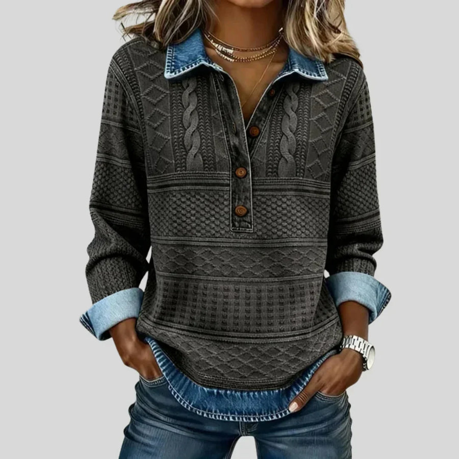 Azalea | Vintage Cable Knit Collared Jumper for Women