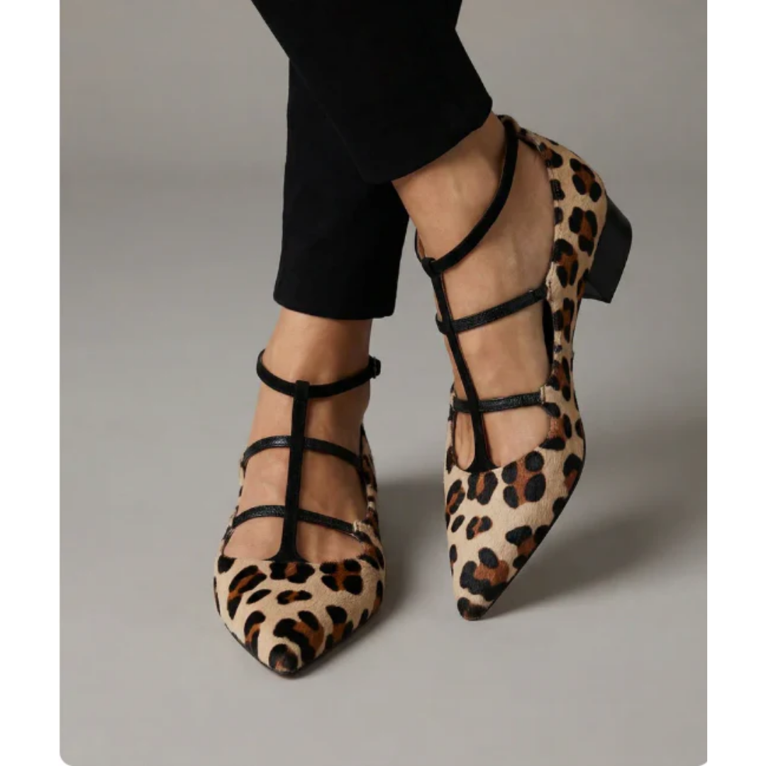 Animal Print Ballet Flats with Straps for Women | Casual