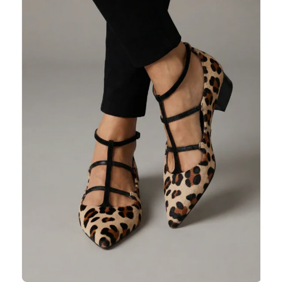 Animal Print Ballet Flats with Straps for Women | Casual