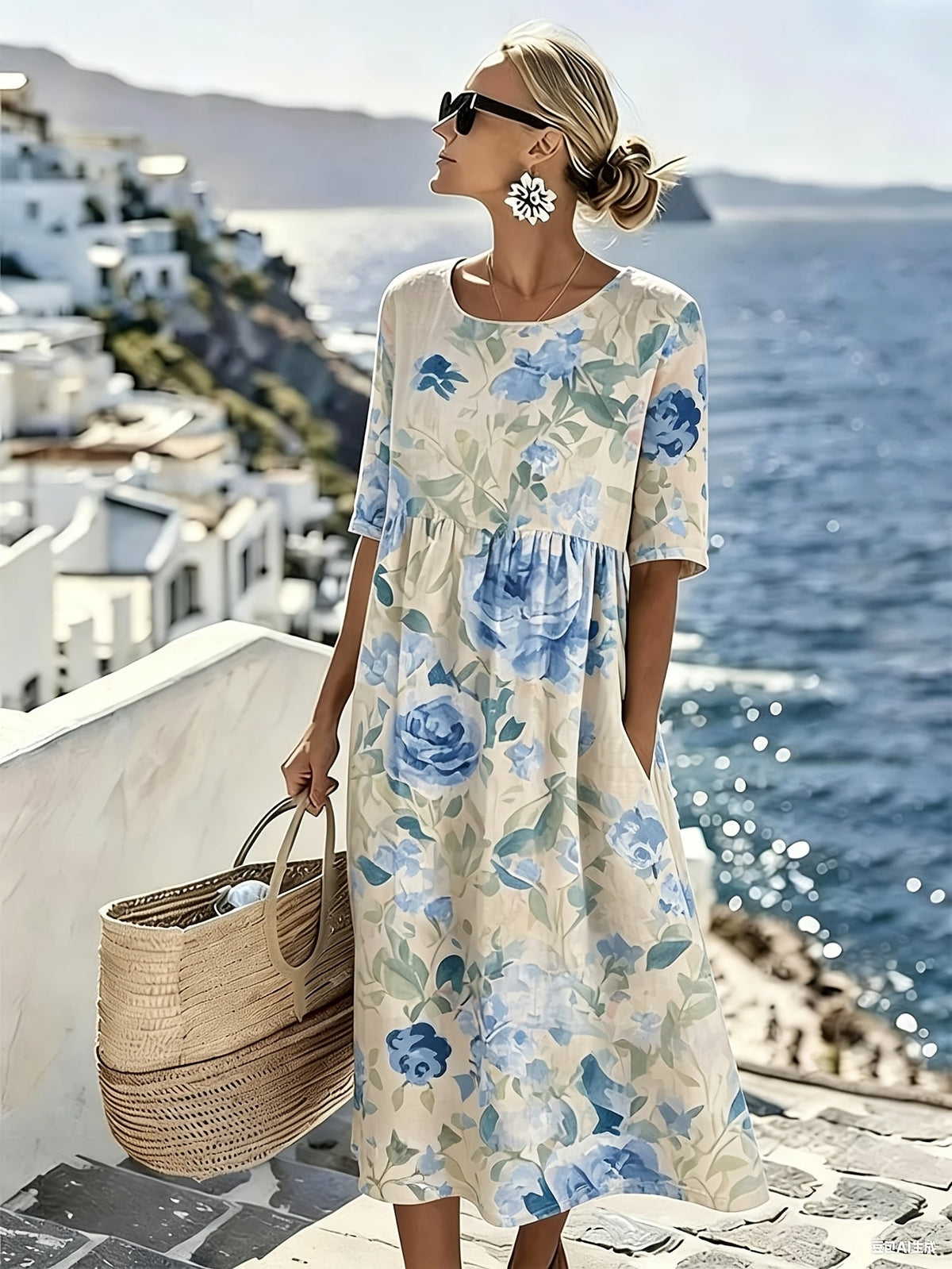 Evie | Elegant Floral Summer Midi Dress for Women