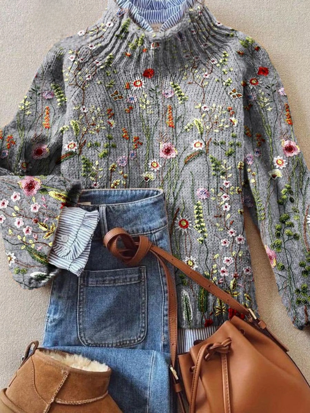 Rosamund | Floral Knit Jumper for Women