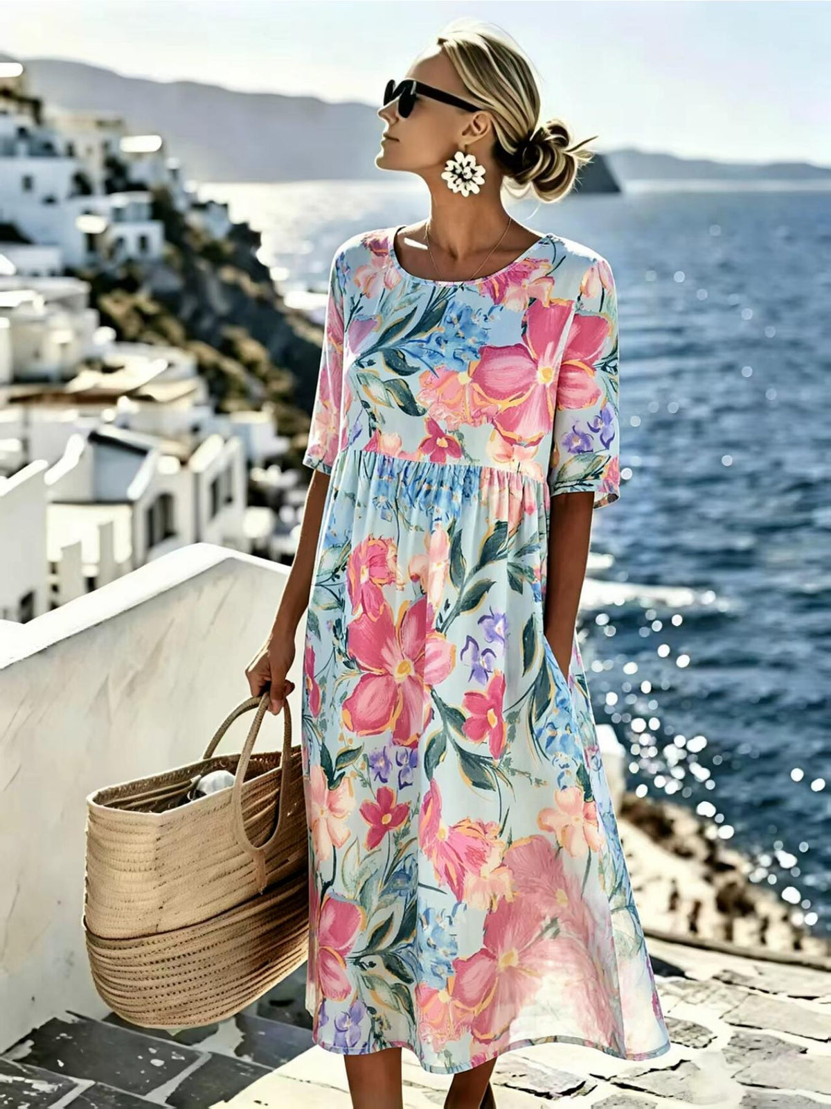 Evie | Elegant Floral Summer Midi Dress for Women
