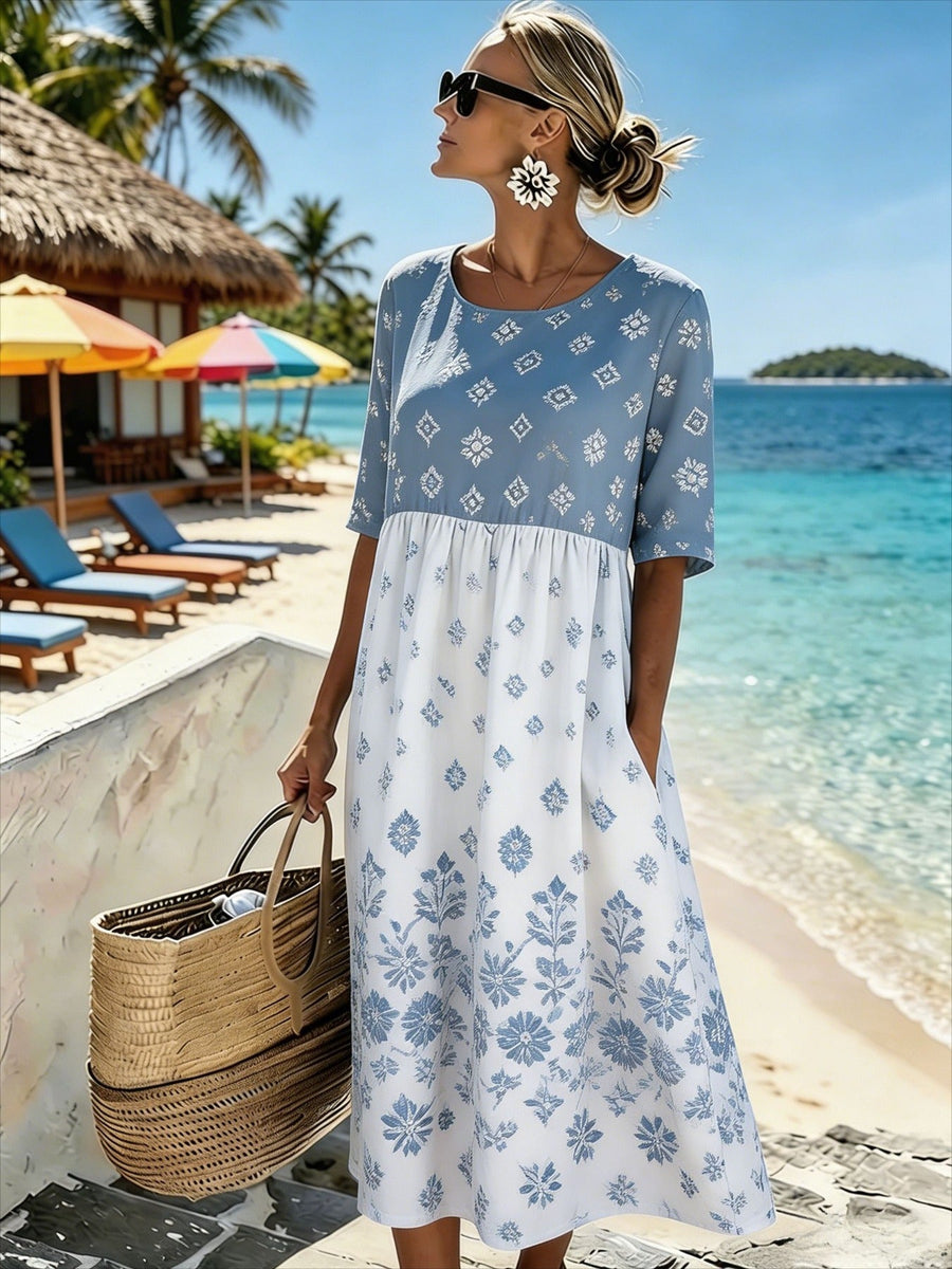 Skye | Coastal Breeze Floral Midi Dress for Women