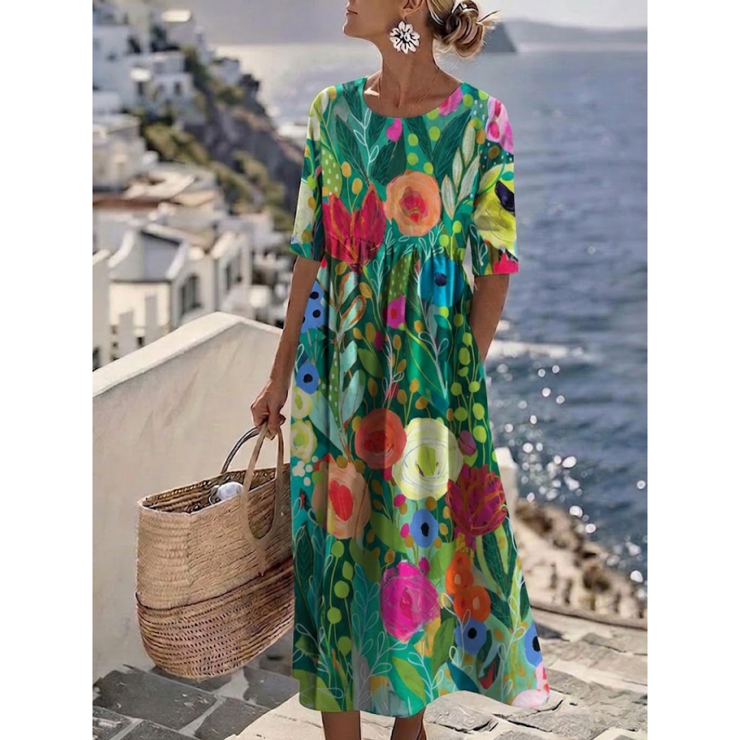 Aurelia | Elegant Floral Summer Midi Dress for Women