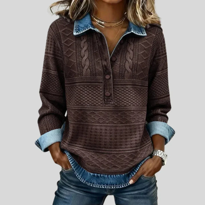 Azalea | Vintage Cable Knit Collared Jumper for Women